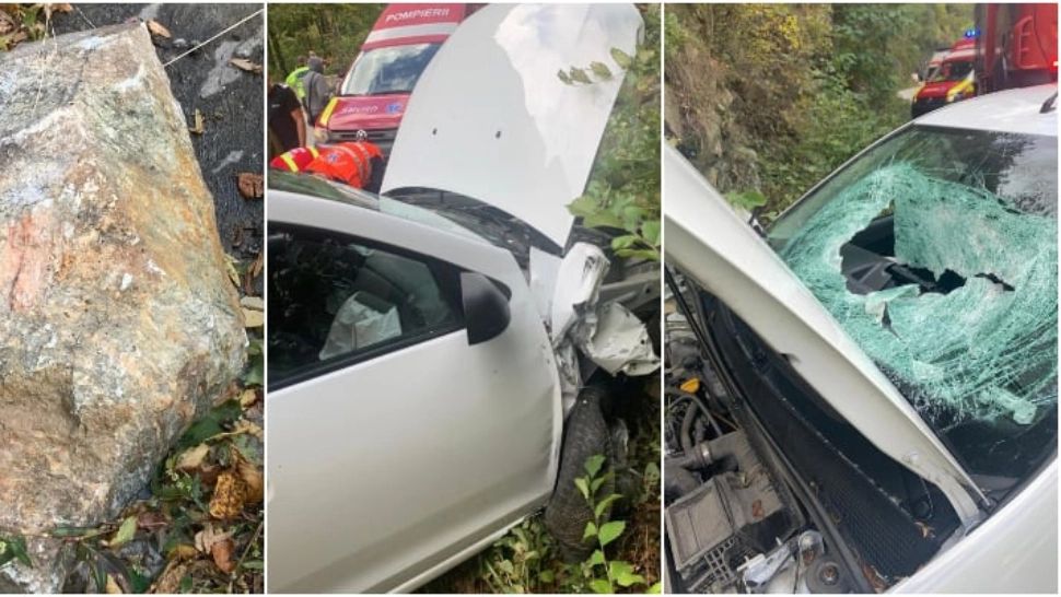 Un bărbat a MURIT pe loc după ce o stâncă i-a căzut în mașină