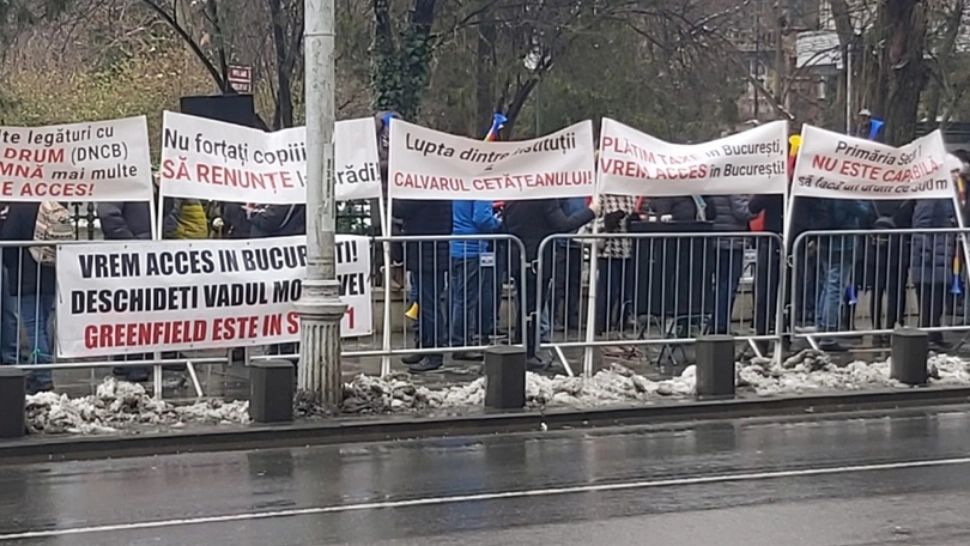 Locatarii din Greenfield, cartierul de lux construit în pădure, protest în fața Primăriei Capitalei 