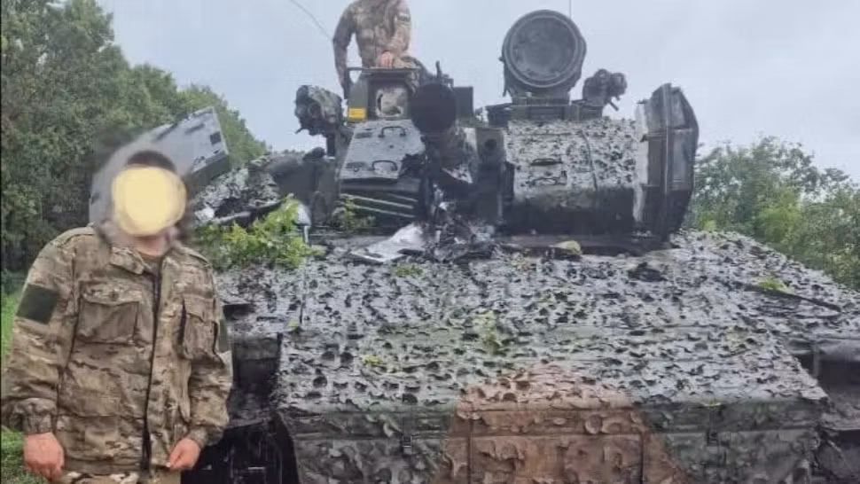 Rușii se mândresc cu capturarea unui blindat CV90 suedez. Foto: Twitter