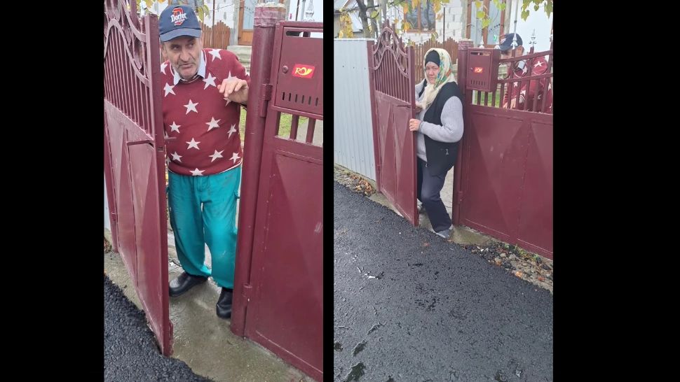 Dorel din Neamț a asfaltat o stradă în așa fel încât i-a blocat pe oameni în propriile curți. Foto: Captură Facebook