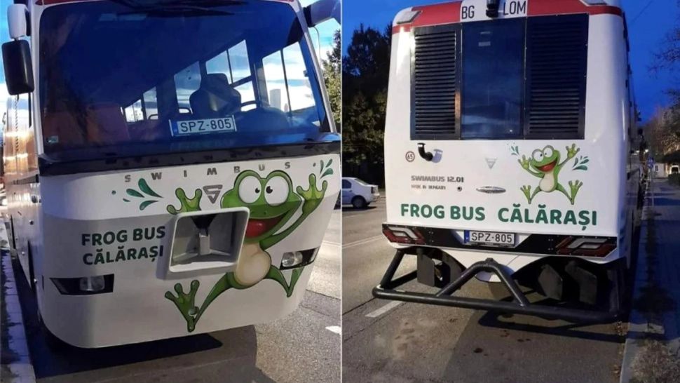 Autobuzul care circulă și pe șosea și pe apă a trecut testele cu brio. Foto: Consiliul Județean Călărași