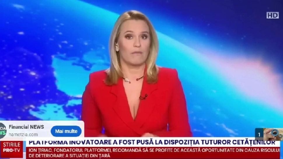 Escrocii se folosesc de imaginea unor persoane publice precum Mugur Isărescu sau Andreea Esca pentru fraude/ Captură video