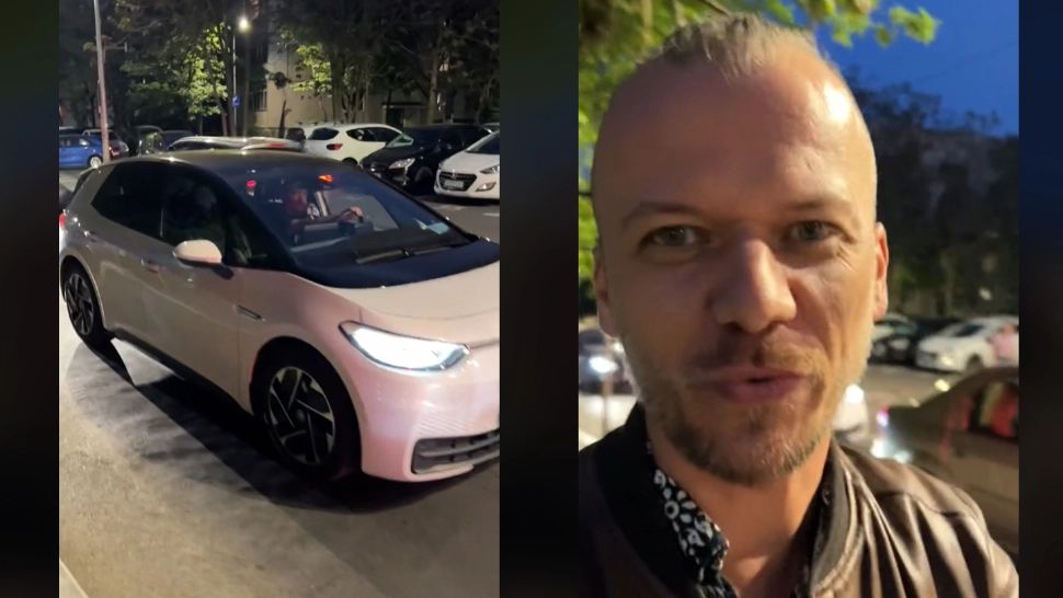 Străinul șocat de mașinile de lux din București. Foto: Captură TikTok