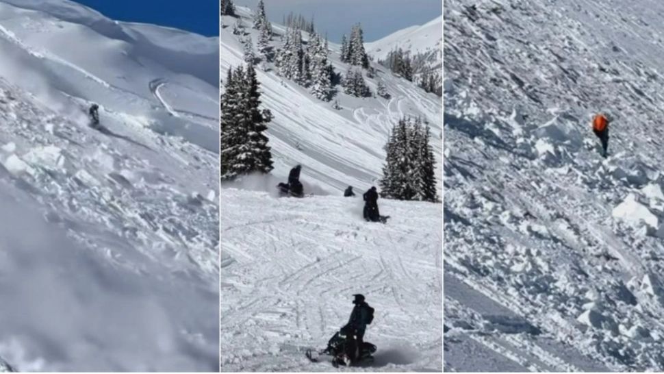 Turiști îngropați sub zăpadă în urma unei avalanșe. Au fost luați pe sus în timp ce se plimbau cu snowmobilele - VIDEO