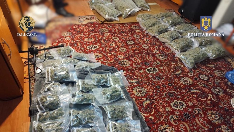 Au fost ridicate peste 13,3 kilograme de canabis și aproximativ 10 grame de substanță cristalină 3-CMC. Foto/Poliția