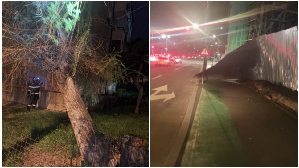Vântul puternic a făcut prăpăd în Craiova. FOTO: ISU Dolj 