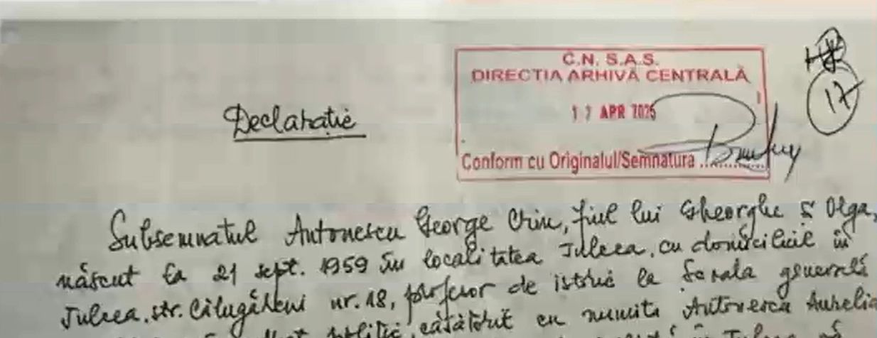 Crin Antonescu a prezentat declaraţia dată la Securitate! Planurile sorosiștilor, date peste cap - DOCUMENT/FOTO