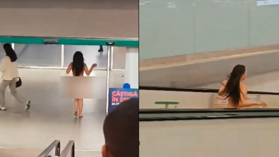 Scenă șocantă într-un mall din Constanța. O tânără goală-pușcă a alergat prin fața a zeci de clienți - VIDEO