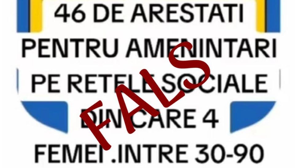 Poliția dezminte un FALS despre presupuse arestări ale unor persoane care au lansat amenințări pe rețelele de socializare