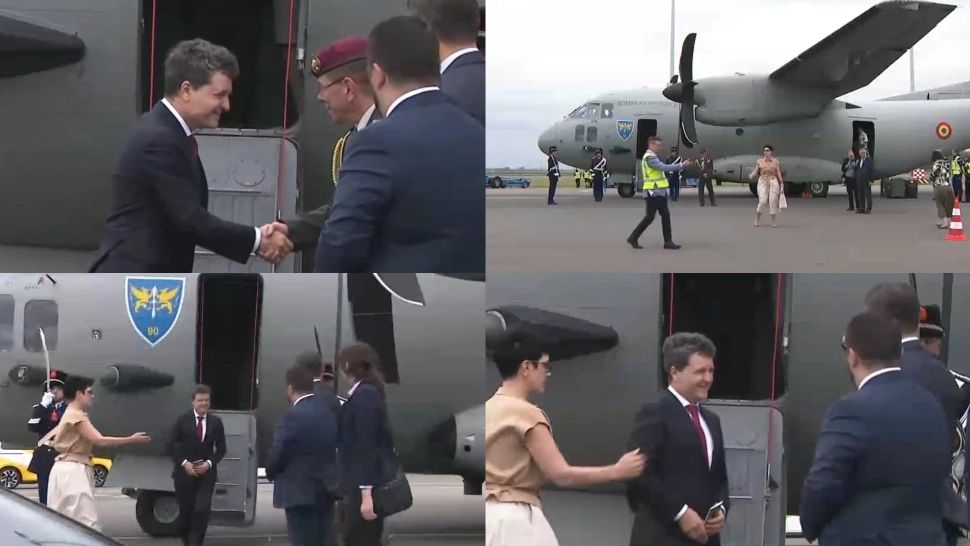 Nicușor Dan și noii miniștri au ajuns la summitul NATO. FOTO: Captură Realitatea PLUS