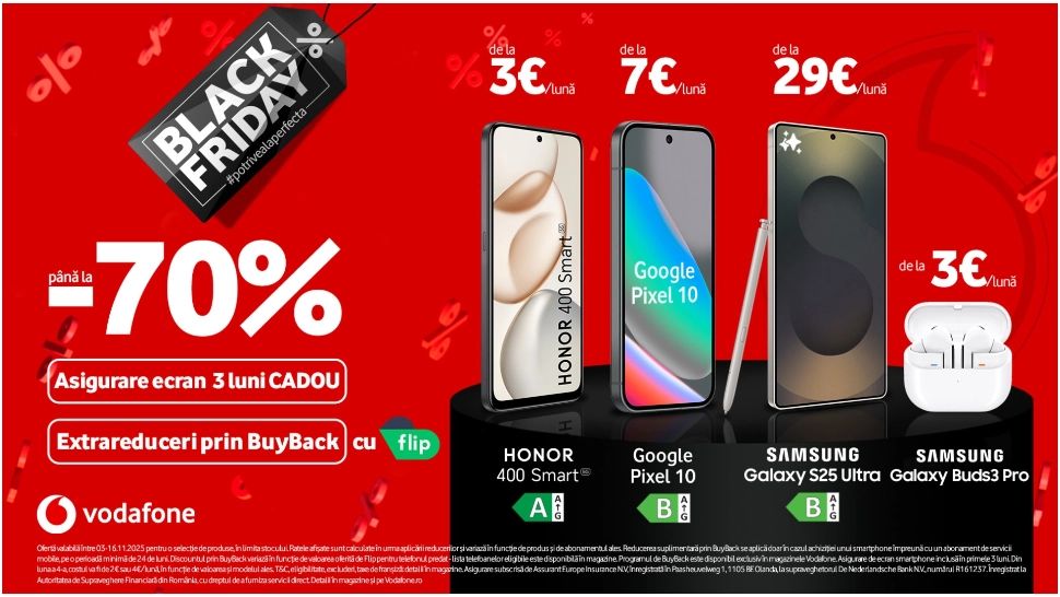 Black Friday de la Vodafone aduce potriveala perfectă cu reduceri de până la 70%