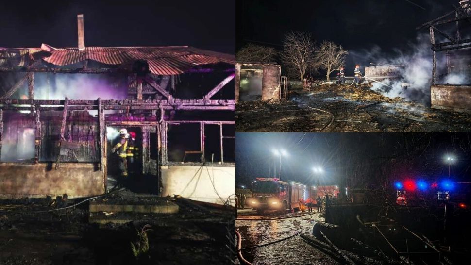 Incendiu de proporții într-o gospodărie din județul Suceava. FOTO: ISU
