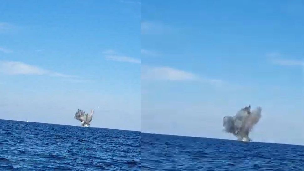 Marina Română a detonat o mină ucraineană care plutea în derivă în zona Constanței - VIDEO
