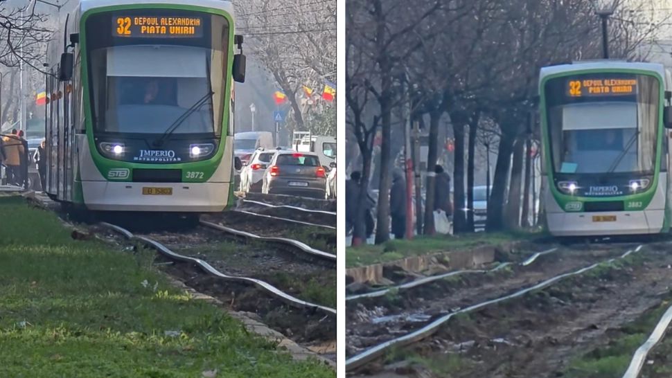 Tramvaiele din Rahova au ajuns să facă acrobații pe șinele deformate