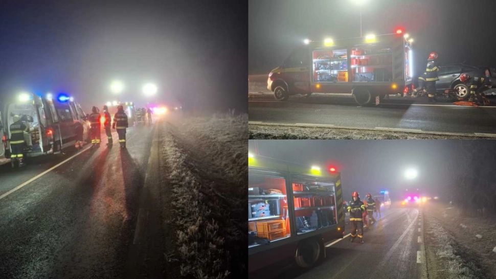 Carambol cu patru mașini în județul Arad. FOTO: ISU