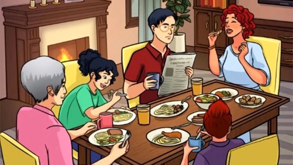 TEST IQ pentru genii. O cină în familie ascunde o eroare evidentă. O poți observa?