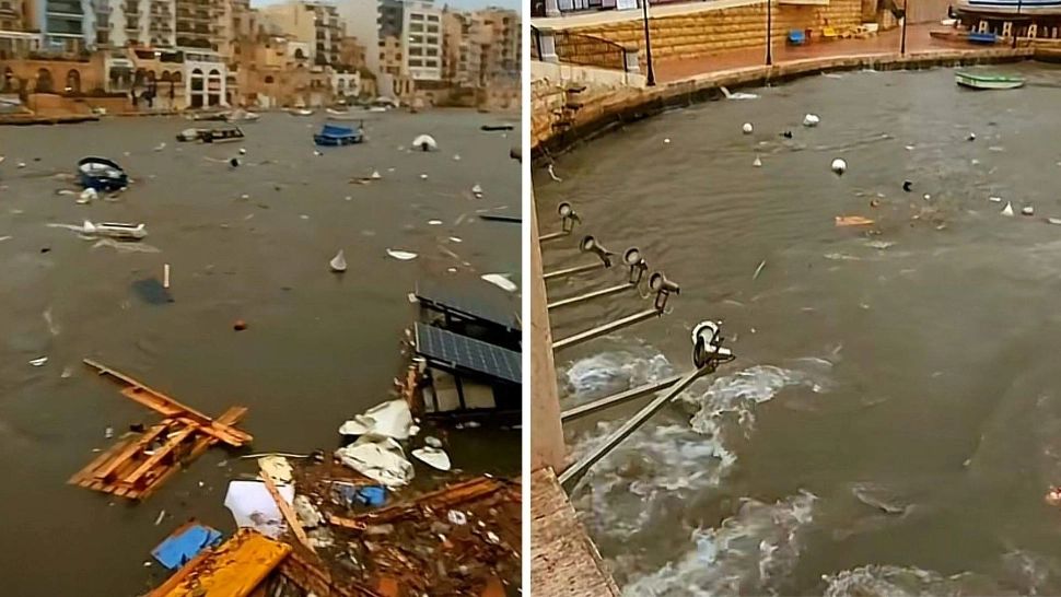 Tsunami devastator în Malta: pagube materiale uriașe surprinse în imagini