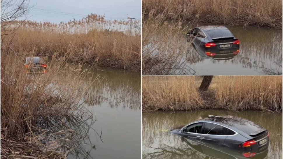 Imagini de coșmar: un șofer a plonjat cu mașina în canal și nu își amintește cum s-a întâmplat | VIDEO 