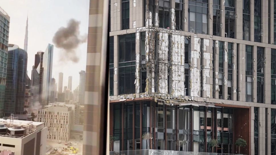 Atac cu dronă kamikaze în centrul financiar al Dubaiului. Foto: Profimedia/X