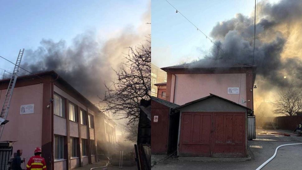 Incendiu la o casă de copii din Aiud. FOTO: ISU 