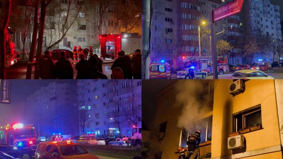 Incendiu de proporții într-un bloc de pe Calea Vitan din București
