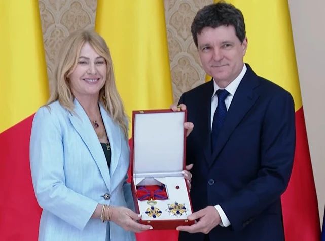 Nadia Comăneci alături de Nicușor Dan / Captură video