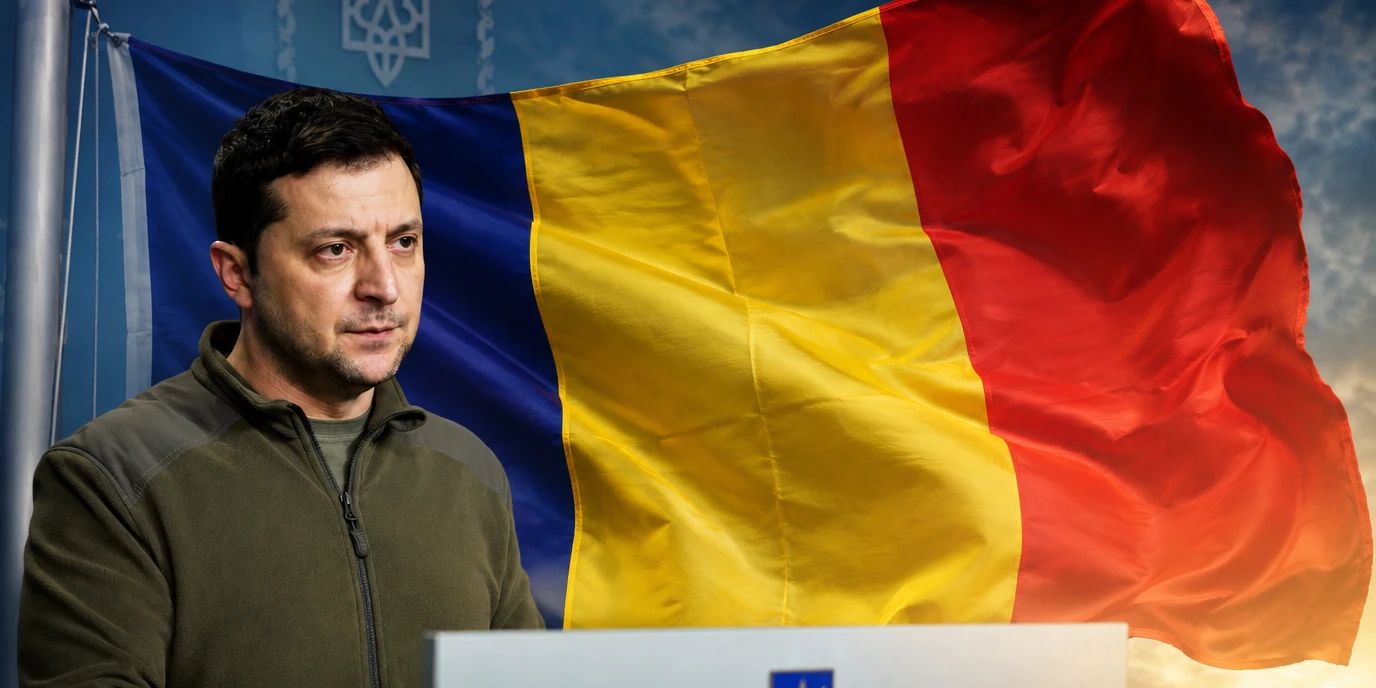 Volodimir Zelenski/ Steagul României