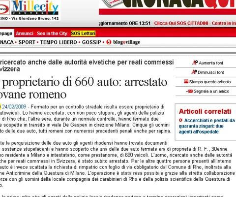 Un român arestat de poliţia italiană avea 660 de maşini pe numele său
