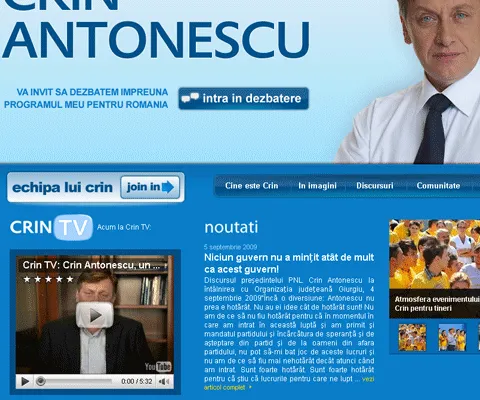 Crin Antonescu a lansat, pe site-ul personal, Crin TV