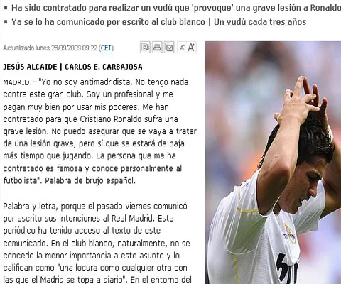 Un magician spaniol a primit bani ca să îi provoace lui Cr. Ronaldo o accidentare gravă