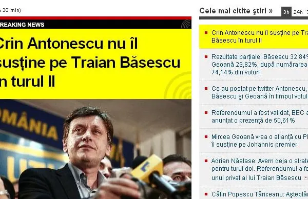REALITATEA.NET a stabilit recorduri de trafic în ziua alegerilor