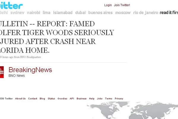 Twitter-ul a luat faţa CNN în anunţarea accidentului lui Tiger Woods