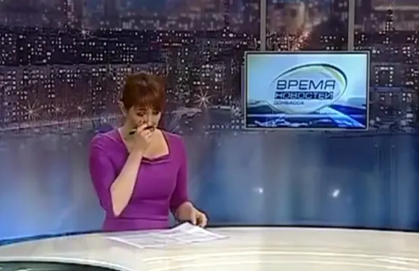 Prezentatoare unei televiziuni din Ucraina, în lacrimi