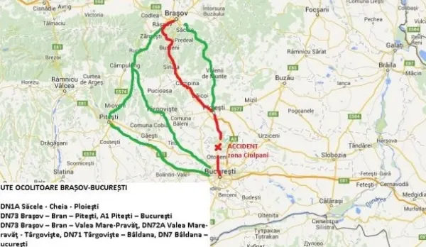 Care sunt rutele ocolitoare recomandate de polițiști, pentru șoferii care vin în București