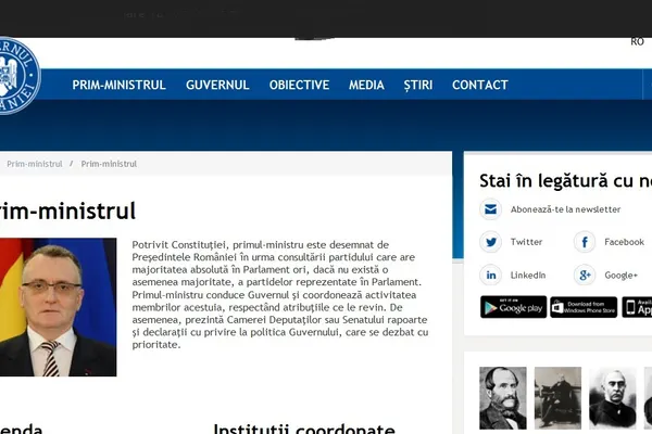 Ponta, mazilit de pe site-ul Guvernului. Sorin Cîmpeanu, premier în continuare în online