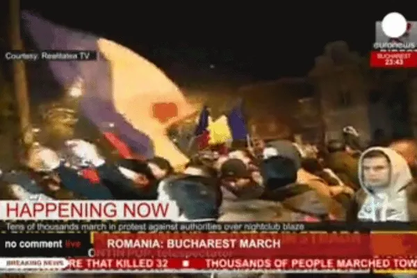 Euronews a transmis LIVE imaginile Realitatea TV cu protestul uriaș de la București