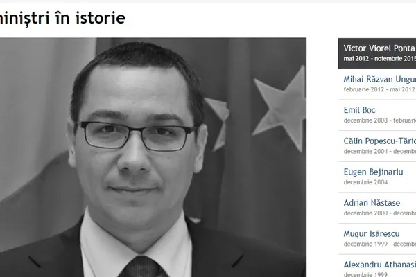 Dacian Cioloş, absent de pe site-ul Guvernului, din istoricul premierilor. Istoria începe cu Ponta