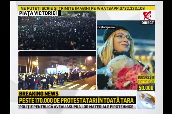Filmul protestelor de vineri seară: Cuvântul cheie în Piaţa Victoriei a fost ,,SOLIDARITATE"