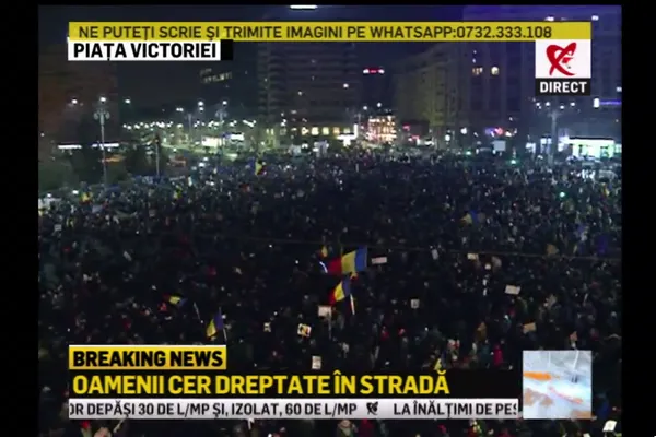 Estimarea Realitatea TV a fost confirmată. Peste 500 000 de oameni au protestat în întreaga ţară