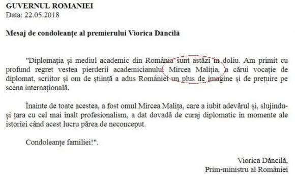 O nouă gafă a Guvernului Dăncilă