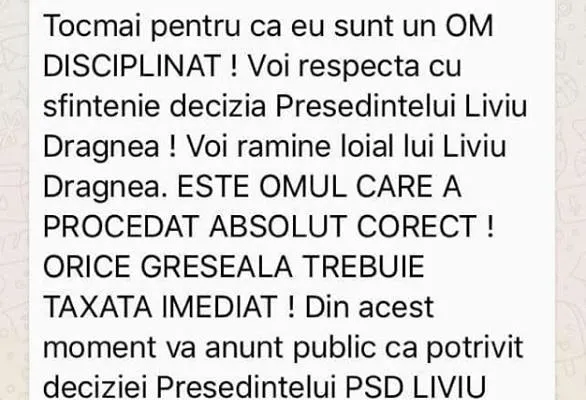 Ultimul mesaj pe care l-a postat George Harabagiu pe grupul comuncatorilor PSD, după concediere