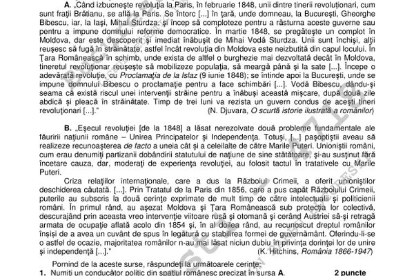 Barem ISTORIE BAC 2018. Răspunsurile corecte şi subiecte Istorie - Bacalaureat 2018
