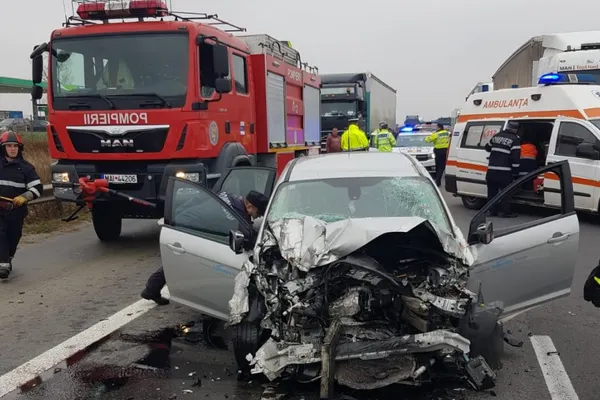 Trafic blocat pe autostrada A1 din cauza unui accident foarte GRAV