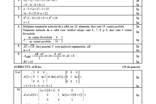 Barem Matematică 2019 Bacalaureat EDU.ro - mate-info, tehnologic și științe ale naturii