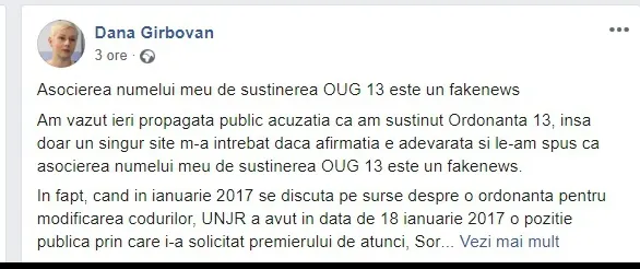 Dana Gîrbovan: "Un singur site m-a întrebat despre Ordonanța 13". E vorba de realitatea.net