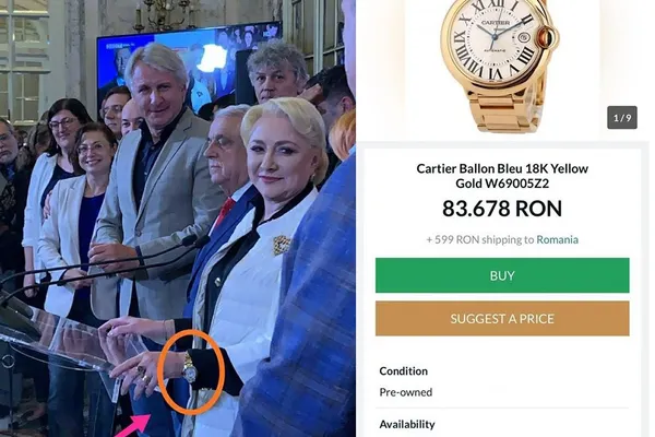 Viorica Dăncilă defilează, în campania electorală, cu un ceas din aur masiv. Cât valorează?