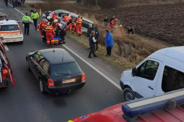 Accident VIOLENT în jud. Satu Mare: 8 răniți. A fost activat Planul Roșu