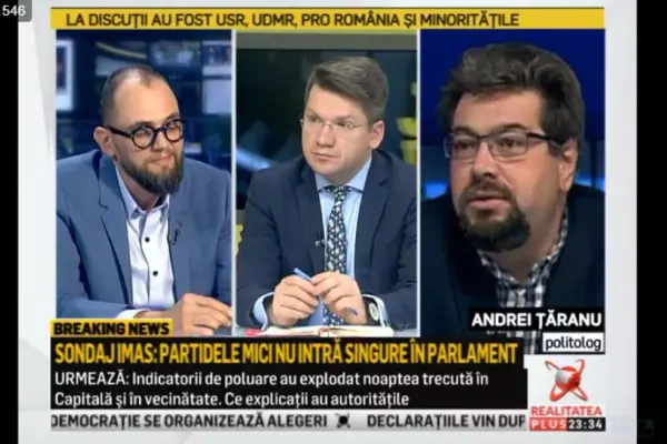Andrei Țăranu, la Realitatea PLUS: „PNL-ul a crescut în defavoarea USR-ului, nu în defavoarea PSD-ului”