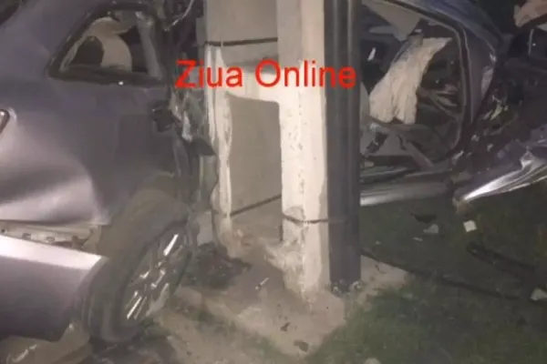 Accident cumplit, în jud. Vâlcea: 3 morți, după ce mașina a intrat într-un stâlp