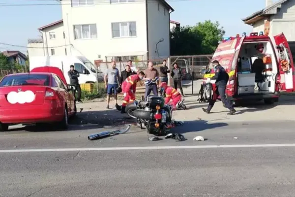 Accident grav în această dimineață. Motociclist spulberat de o mașină pe DN1
